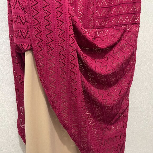 Roz & Ali Magenta Lace color Nude Lined Dress Size 14 - Picture 6 of 10